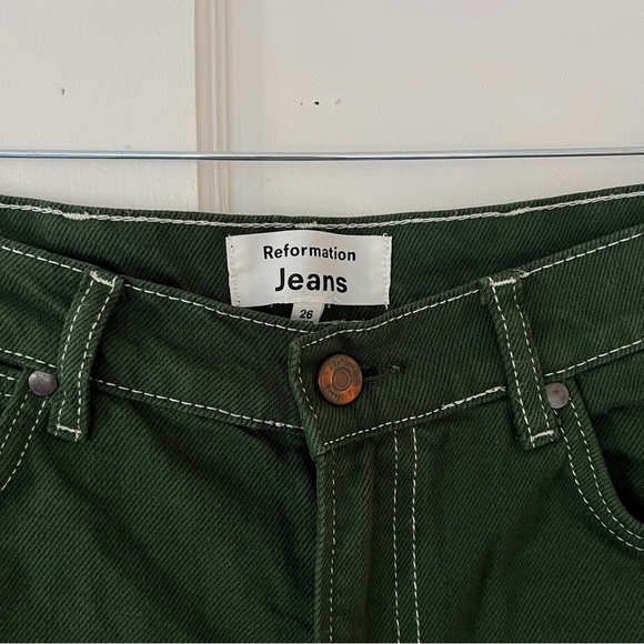 Green Cowboy High-rise straight-leg Reformation Jeans - Picture 5 of 8